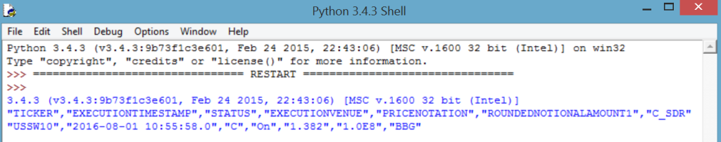 SDRLastPrices Output